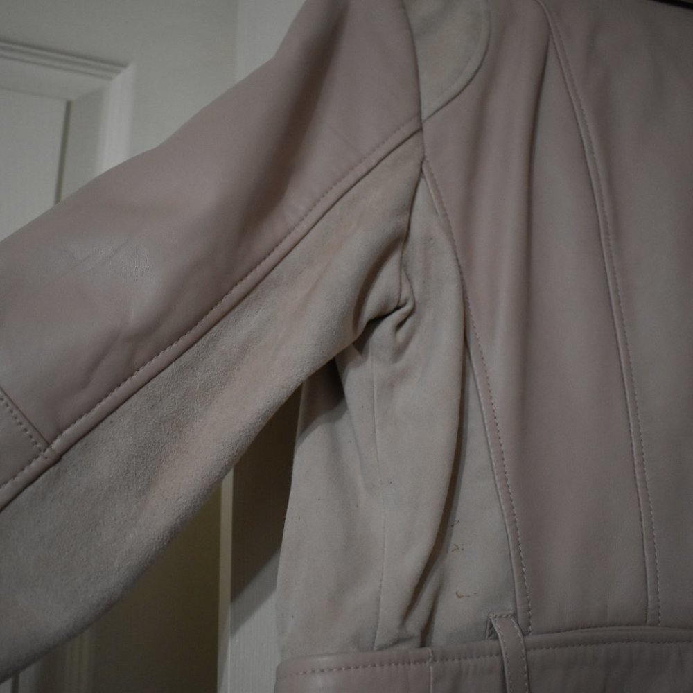 Pretty Pink Ruffled Leather/Suede Jacket - Picture 12 of 13